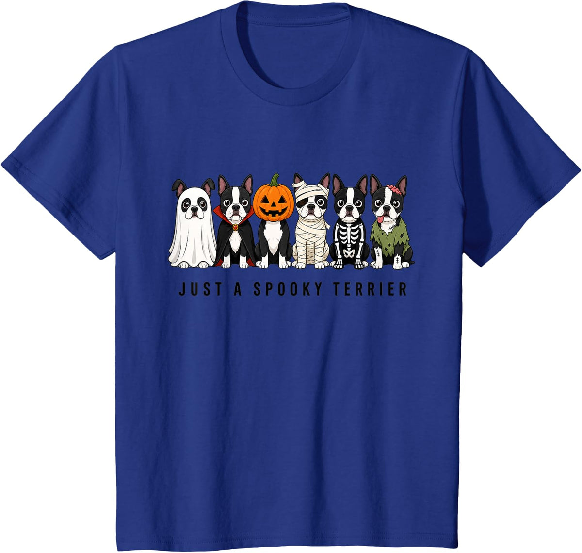 Cute Funny Just A Spooky Boston Terrier Dog Ghost T-Shirt - Royal Blue