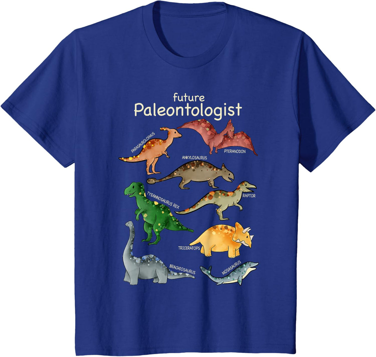 Future Paleontologist Favorite Types of Dinosaurs T-Shirt - Royal Blue