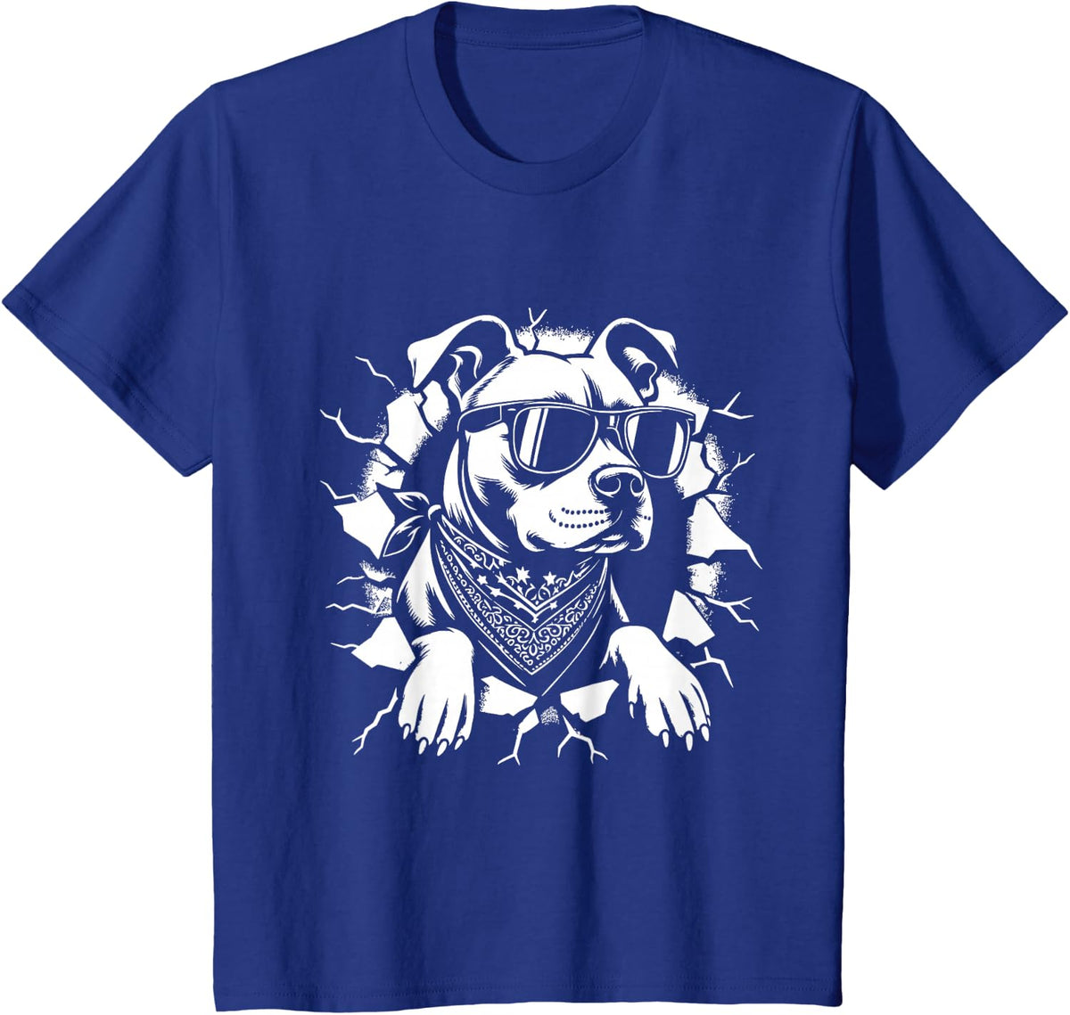 Cool American Pitbull Terrier Dog Sunglasses Graphic Design T-Shirt - Royal Blue