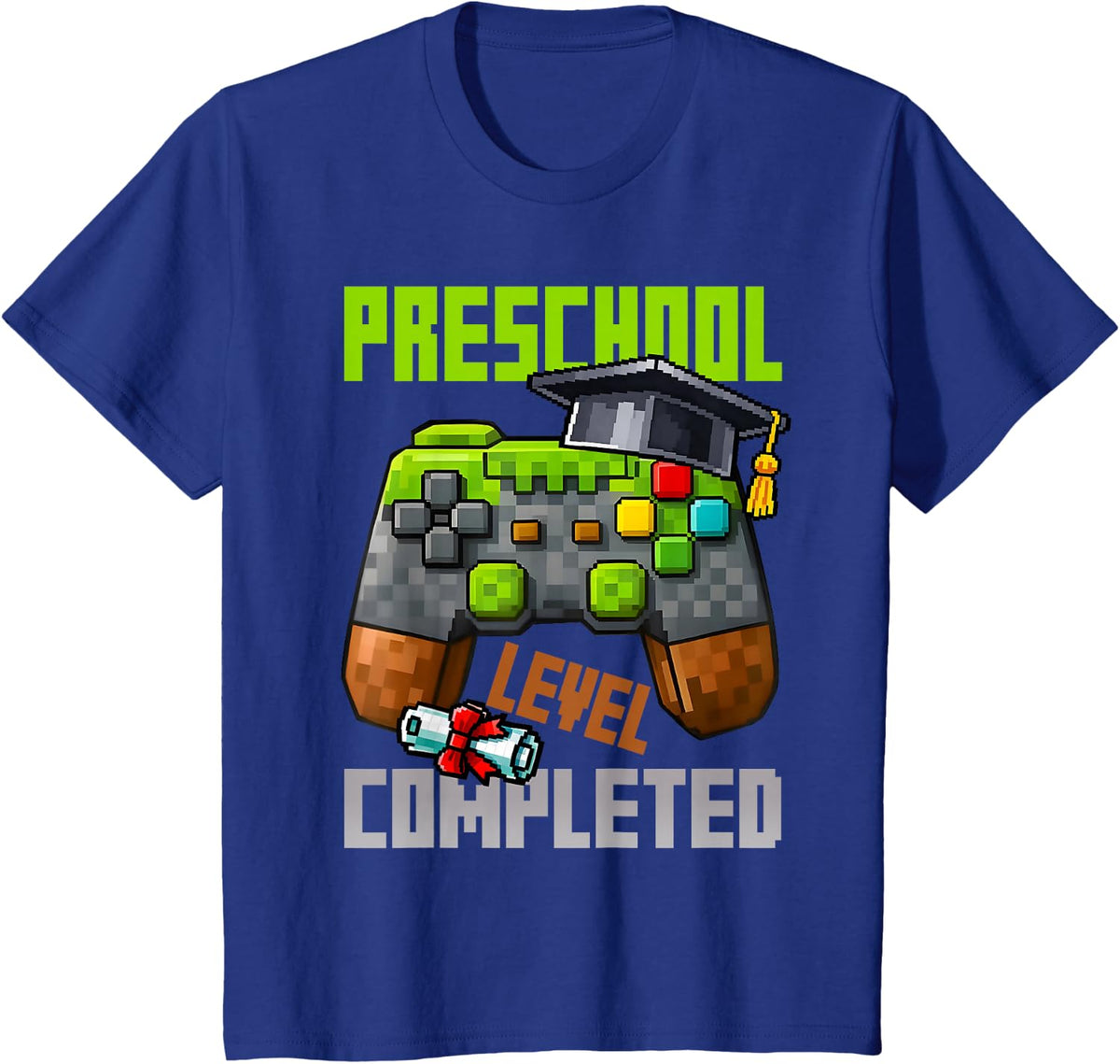 Pre School Level Completed Last Day of School Video Game T-Shirt - Royal Blue