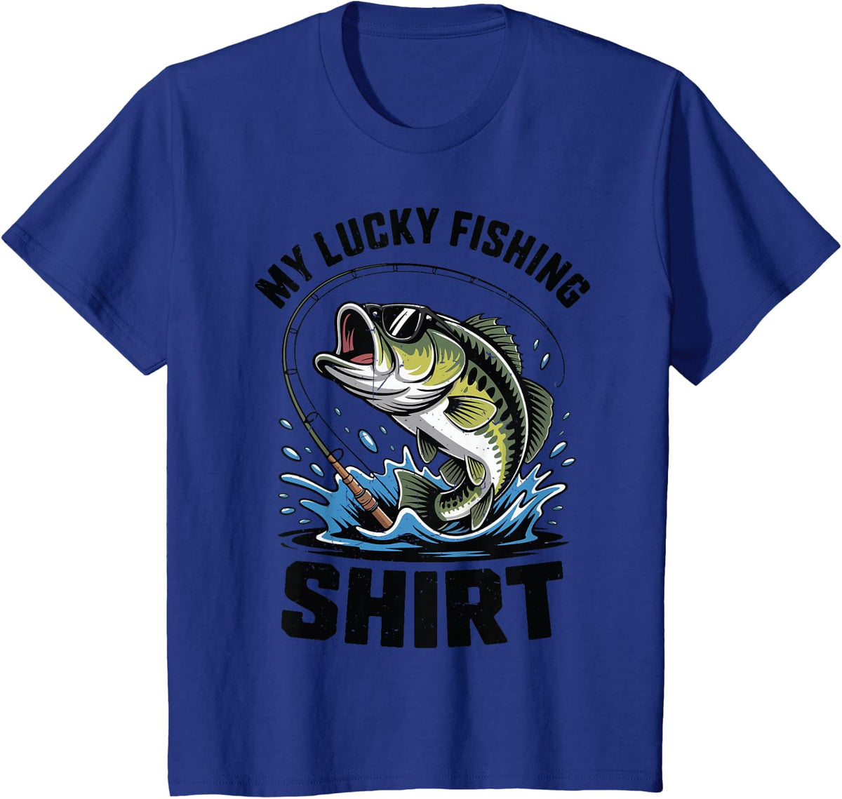 Kids My Lucky Fishing Shirt Bass Fish Funny Fishing Boy T-Shirt - Royal Blue