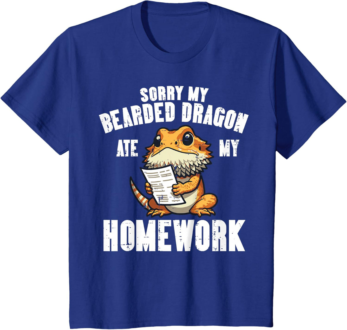 Bearded Dragon Ate Homework Funny Beardie Boys Girls Kids T-Shirt - Royal Blue