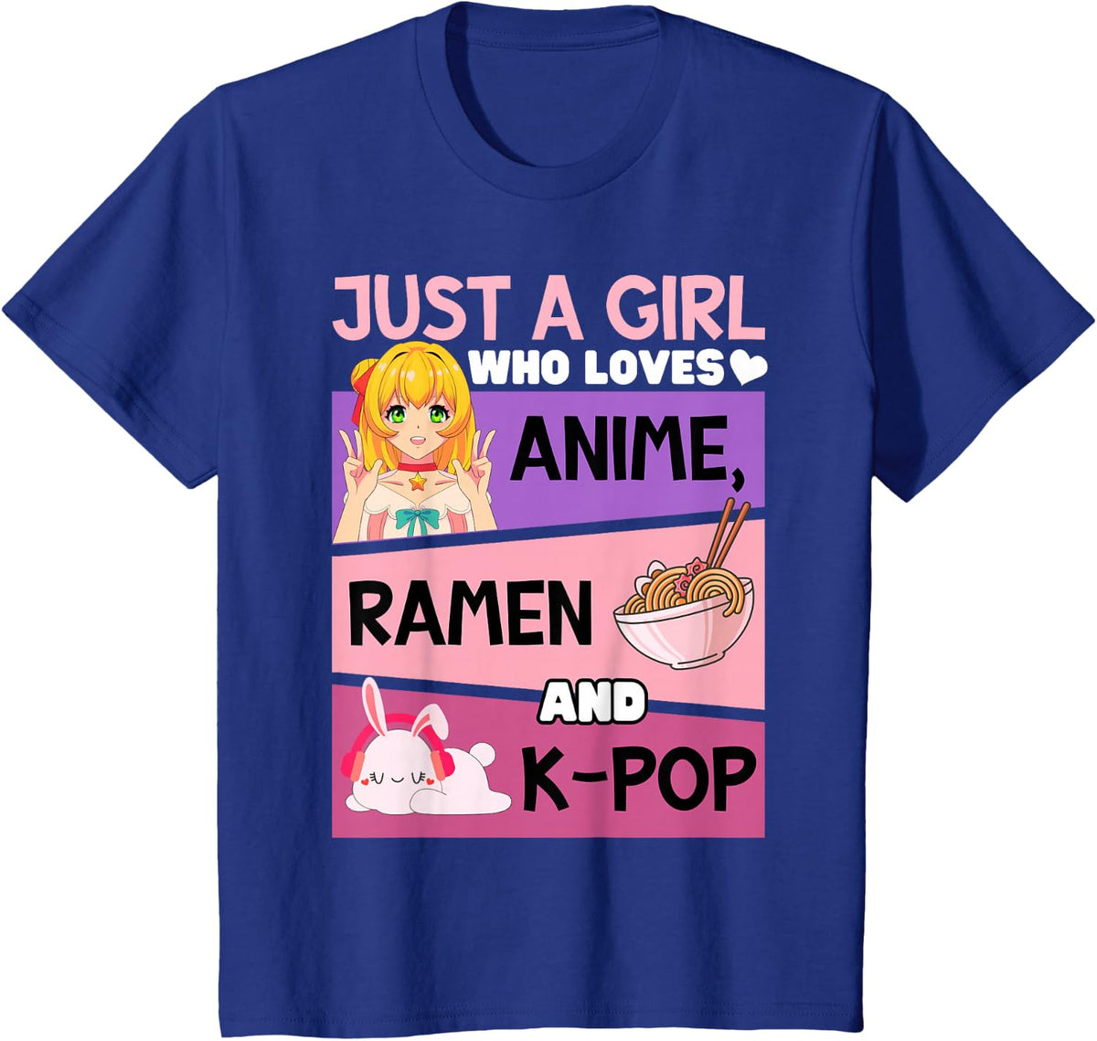 Can't Hear You I'm Listening Kpop Kawaii K-pop Anime Ramen T-Shirt - Royal Blue