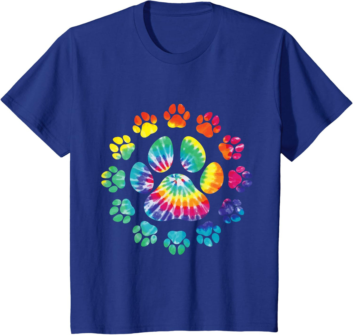Dog Paw Print Pet Owner Tie Dye Love Dog Animal Lover T-Shirt - Royal Blue