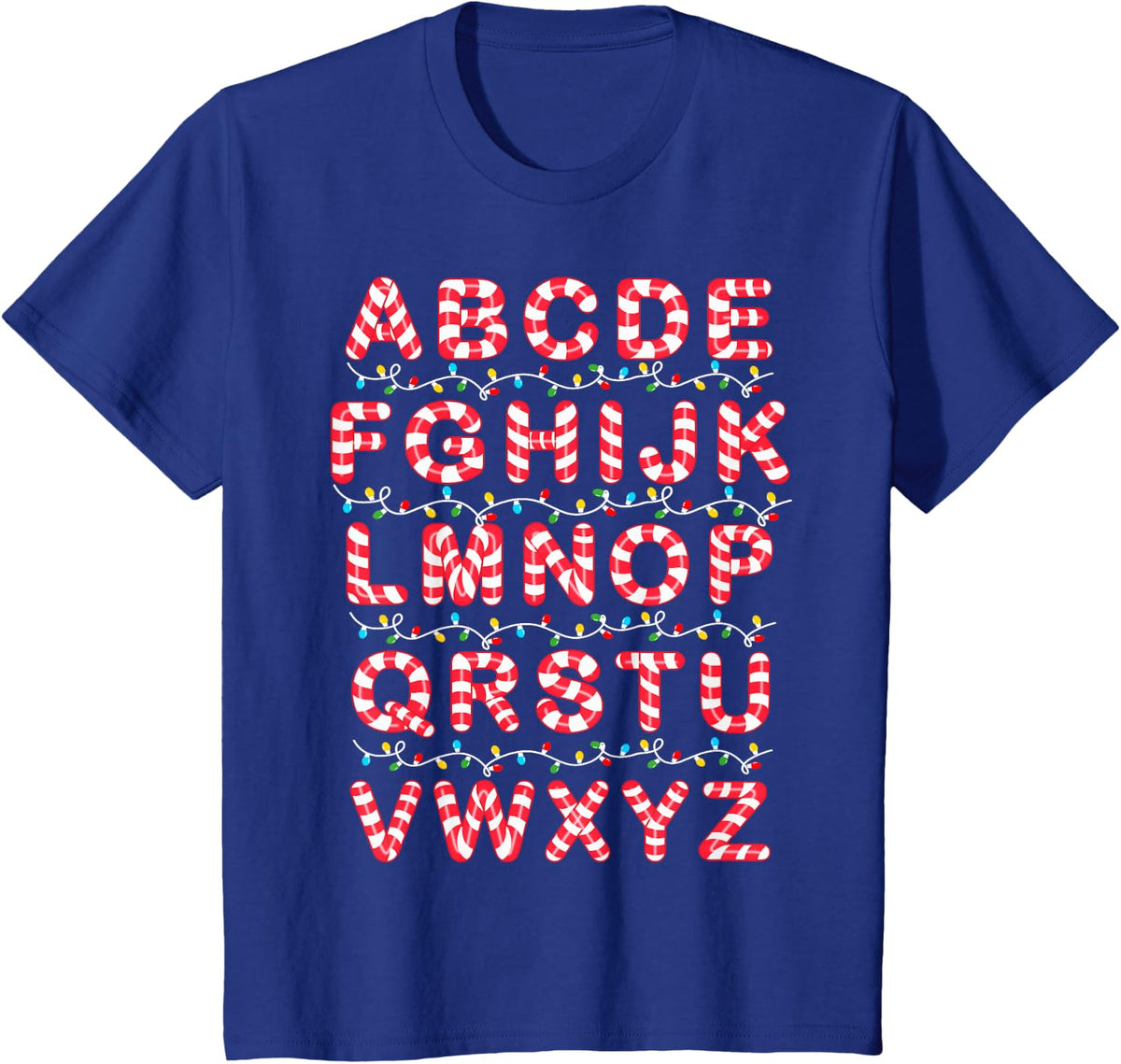 Christmas Alphabet Candy Cane Pre-K Kindergarten Teacher T-Shirt - Royal Blue