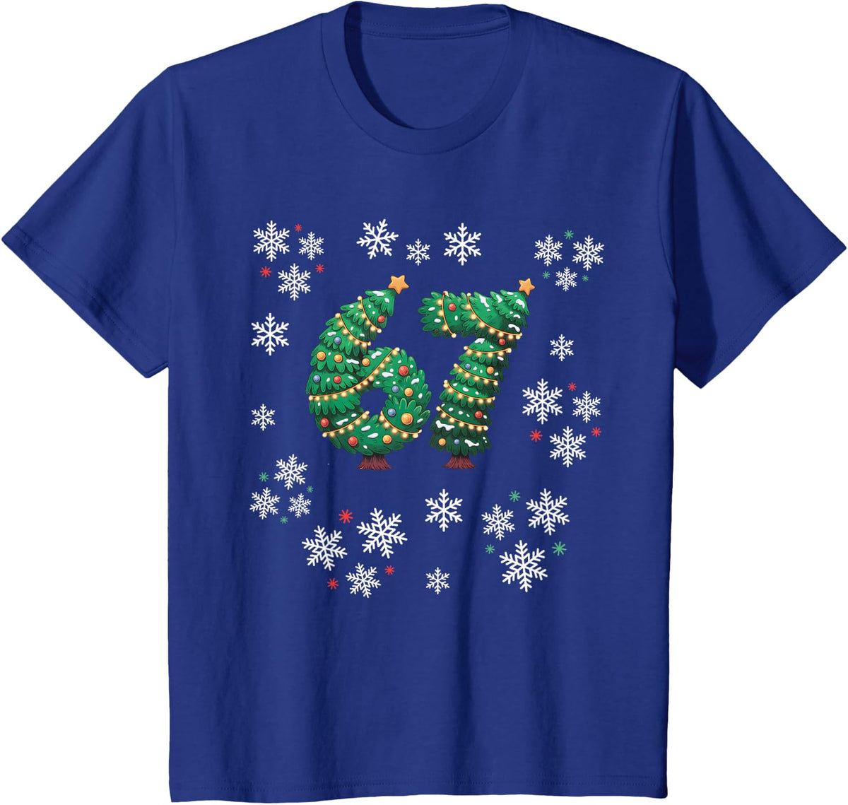 67 Christmas Sweater 6 7 Middle School Ugly Christmas Tree T-Shirt - Royal Blue