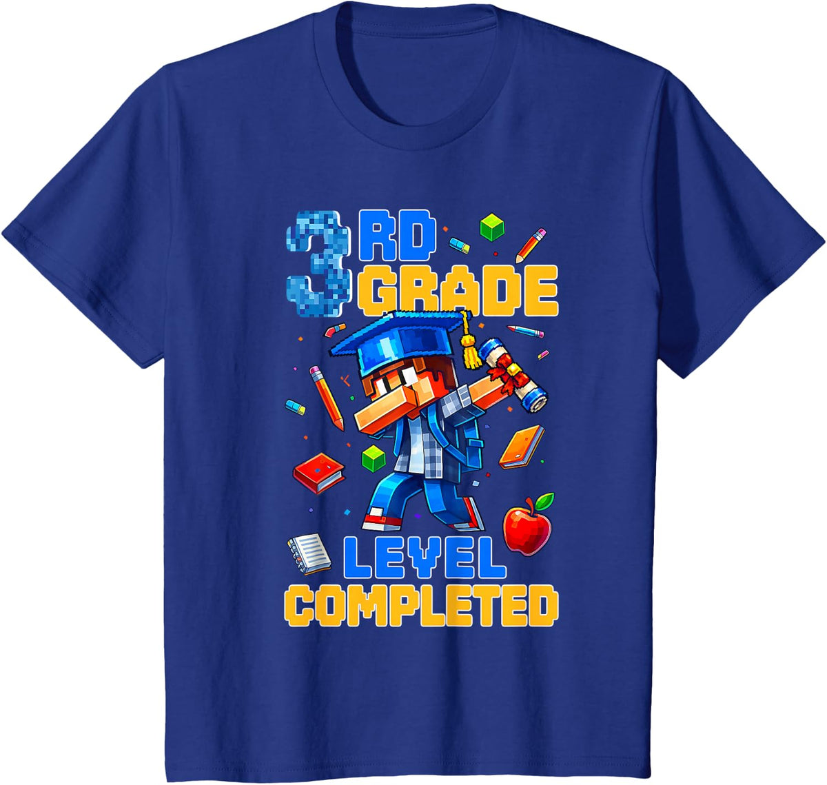 3rd Grade Level Completed Last Day of School Dabbing Boy T-Shirt - Royal Blue