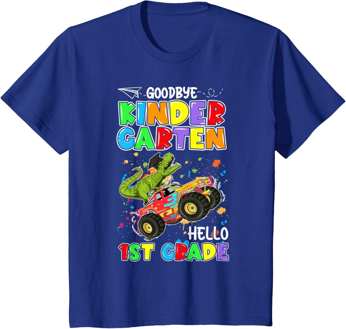 Goodbye Kindergarten Hello 1st Grade Dinosaur Back To School T-Shirt - Royal Blue