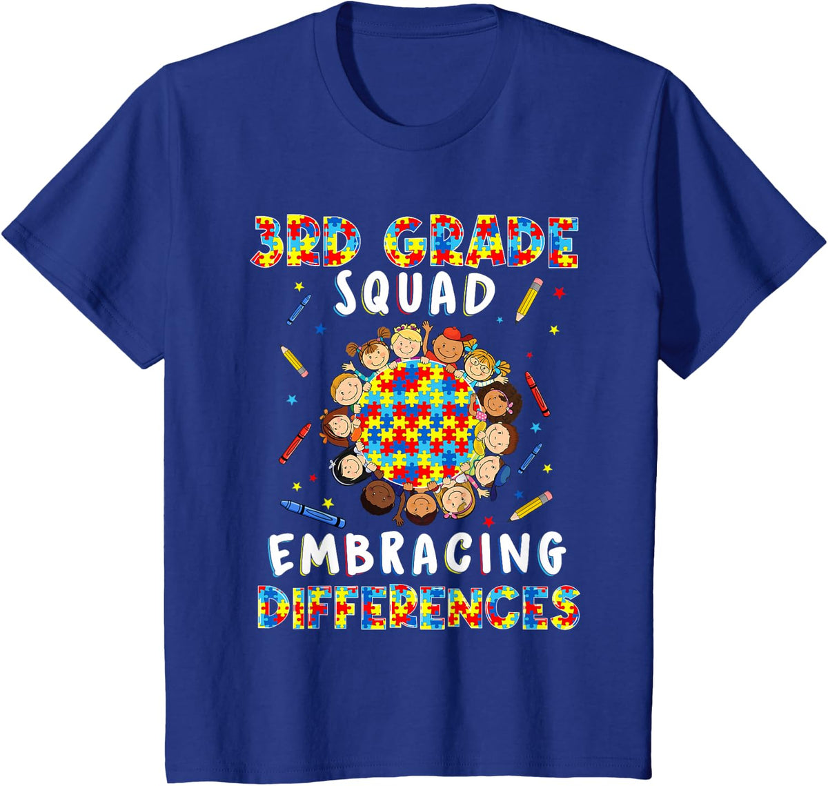 3rd Grade Teacher Autism Embracing Differences Last Day T-Shirt - Royal Blue