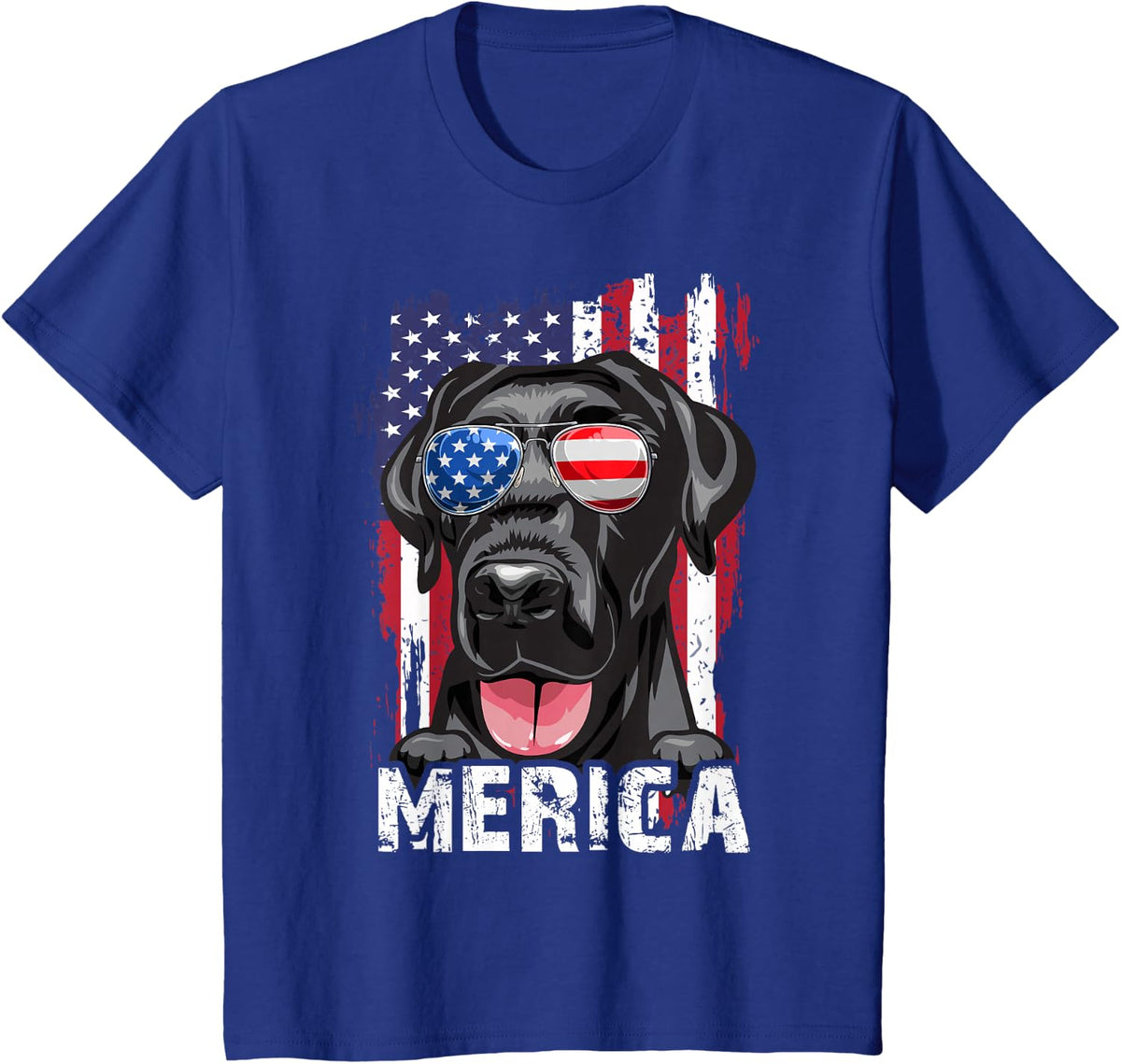 Merica Labrador Retriever American Flag 4th of July Tee Shirt USA Lab Dog T-Shirt - Royal Blue