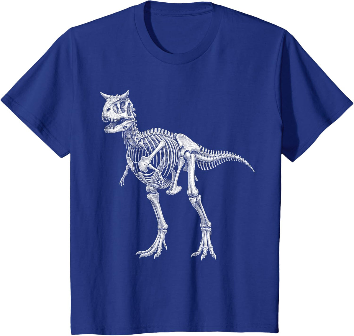 Paleontology Dinosaur Carnotaurus Skeleton Horned T-Shirt - Royal Blue