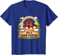 Pre-K Farm Friends Cute Animals Rainbow T-Shirt Tees For Kids Toddler Boys Girls - Royal Blue