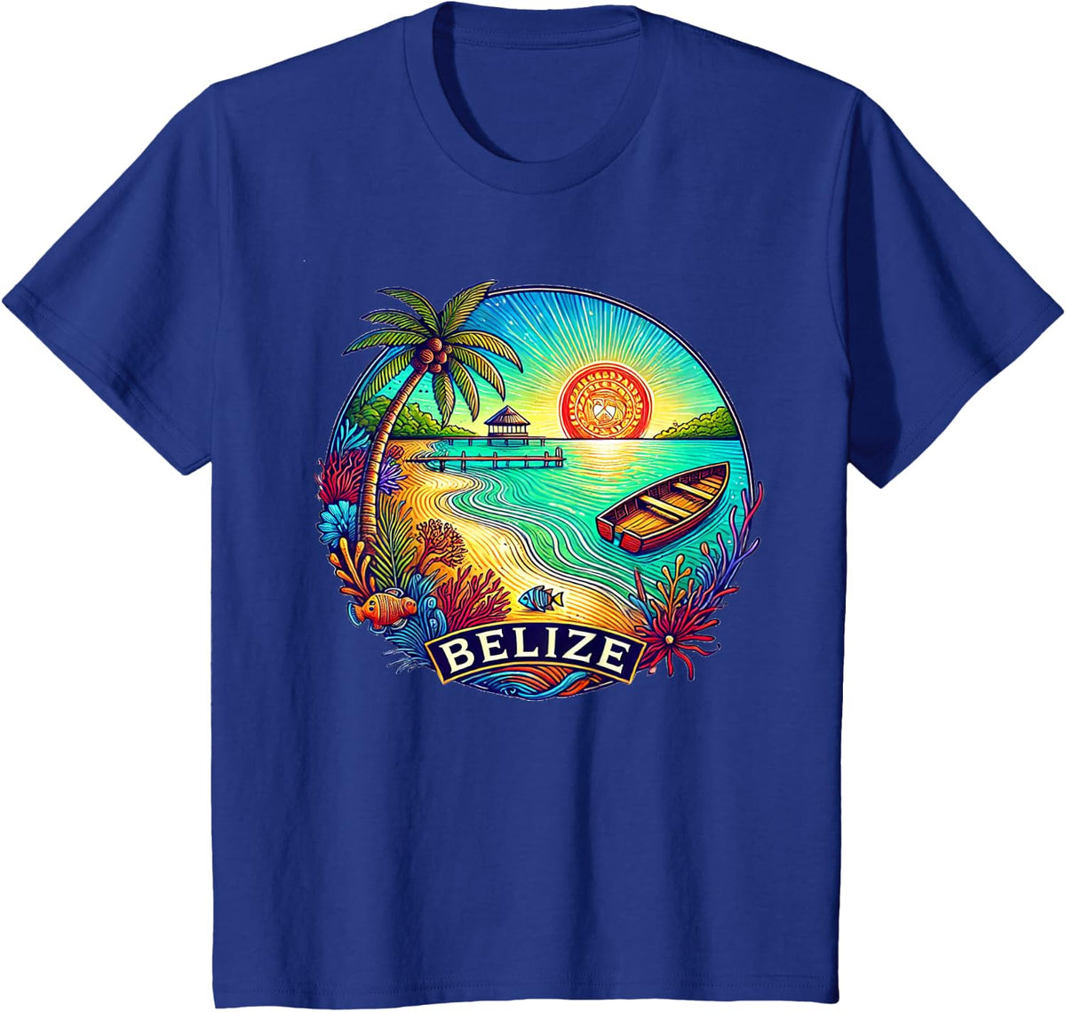 Belize Central America - San Pedro Ambergris Caye T-Shirt - Royal Blue
