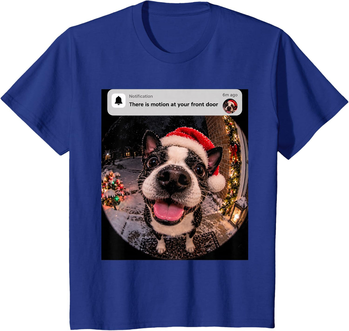 Boston Terrier Christmas T-Shirt - Royal Blue