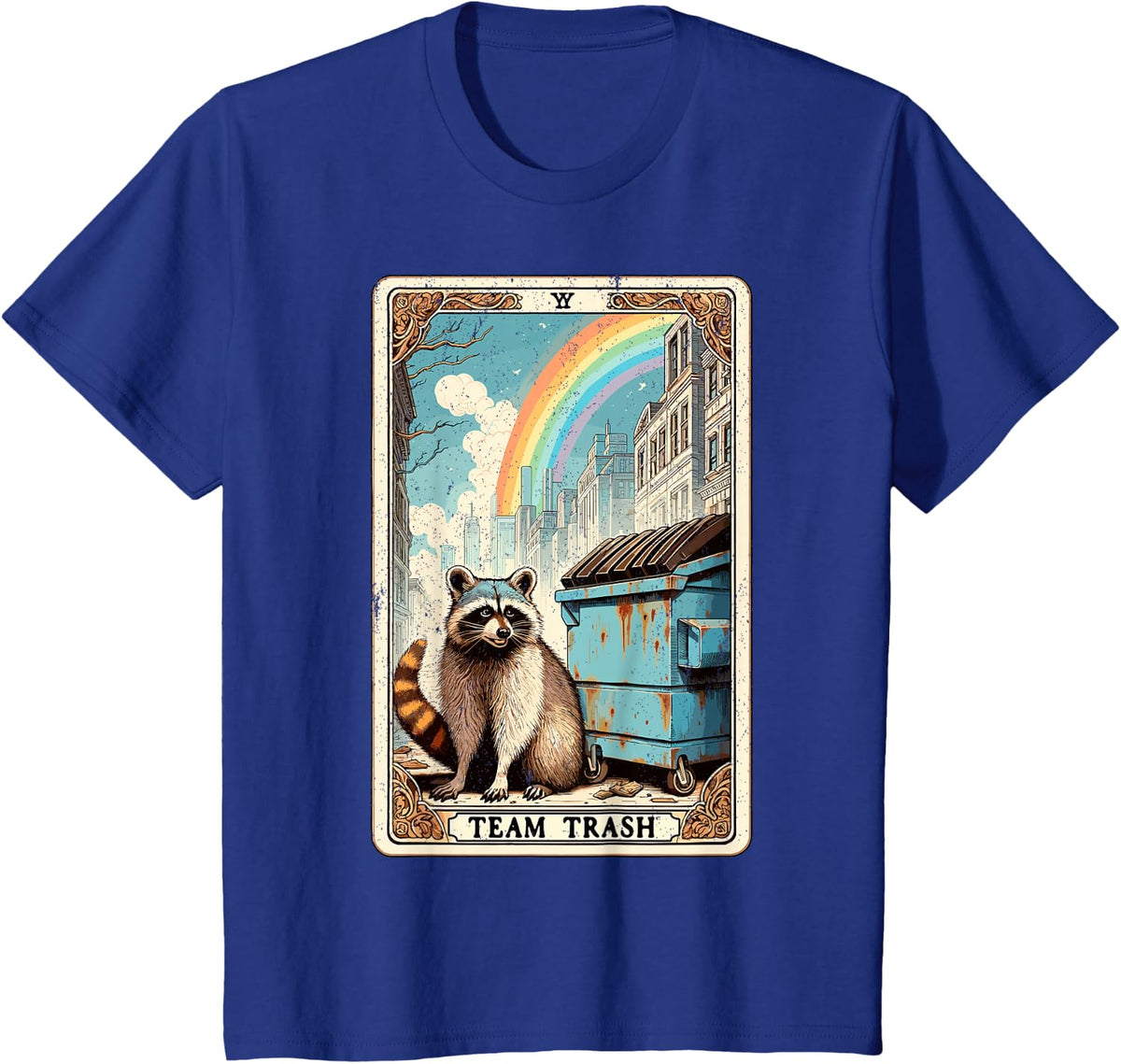 Team Trash Tarot Card Mystic Raccoon T-Shirt - Royal Blue