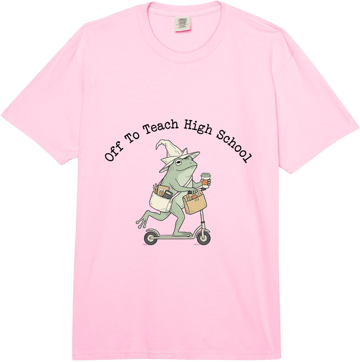 Off to Teach High School Back to School Frog Comfort Colors Adult Heavyweight T-Shirt - Adult Unisex Pink