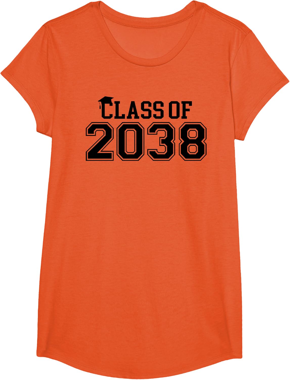 Kindergarten Class of 2038 First Day School Graduation T-Shirt - Girls Orange