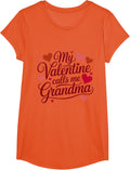 My Valentine Calls Me Grandma Valentines Day Grandma Women T-Shirt - Girls Orange