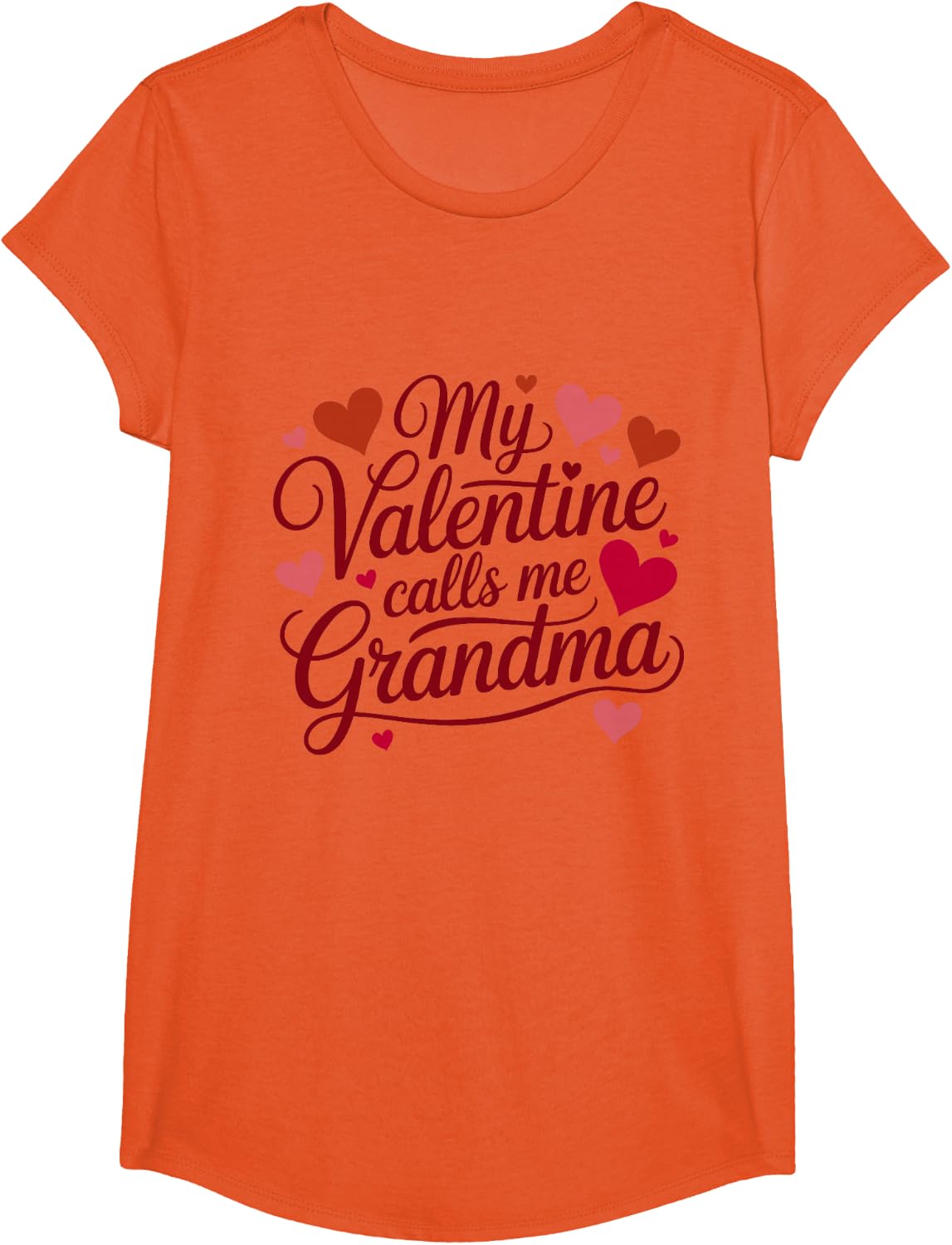 My Valentine Calls Me Grandma Valentines Day Grandma Women T-Shirt - Girls Orange