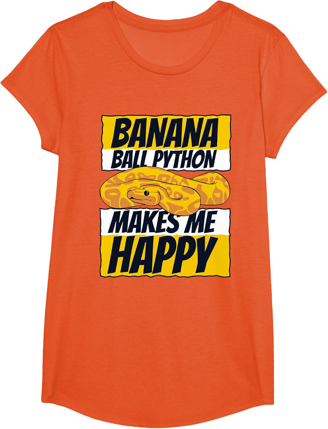 Makes Me Happy Pythonidae Snake Owner Banana Ball Python T-Shirt - Girls Orange