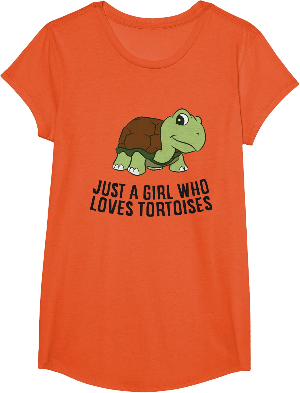Just a Girl Who Loves Tortoises Cute Tortoise Girl T-Shirt - Girls Orange