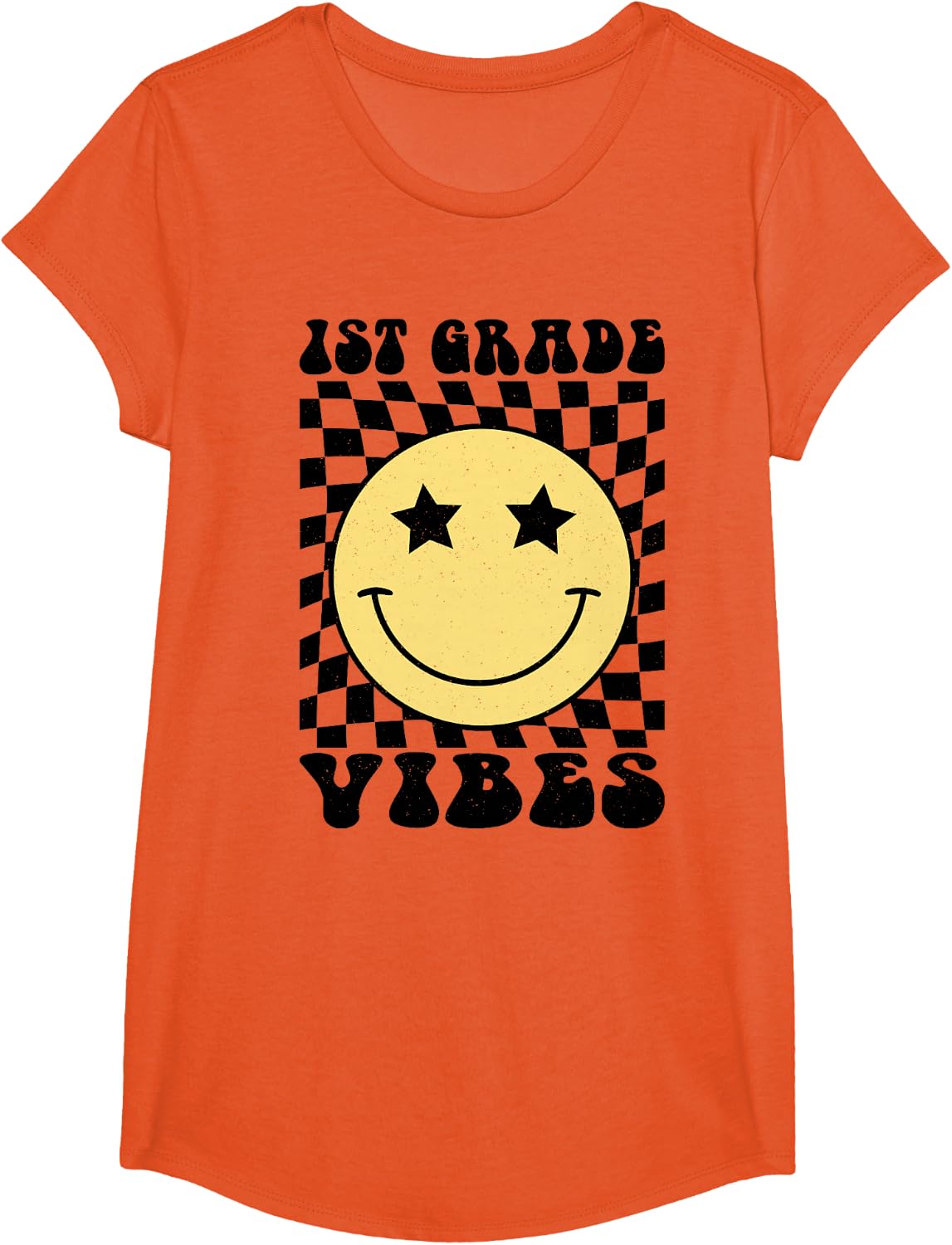 First Grade Vibes Back to School 1st Grade Teacher Kids T-Shirt - Girls Orange