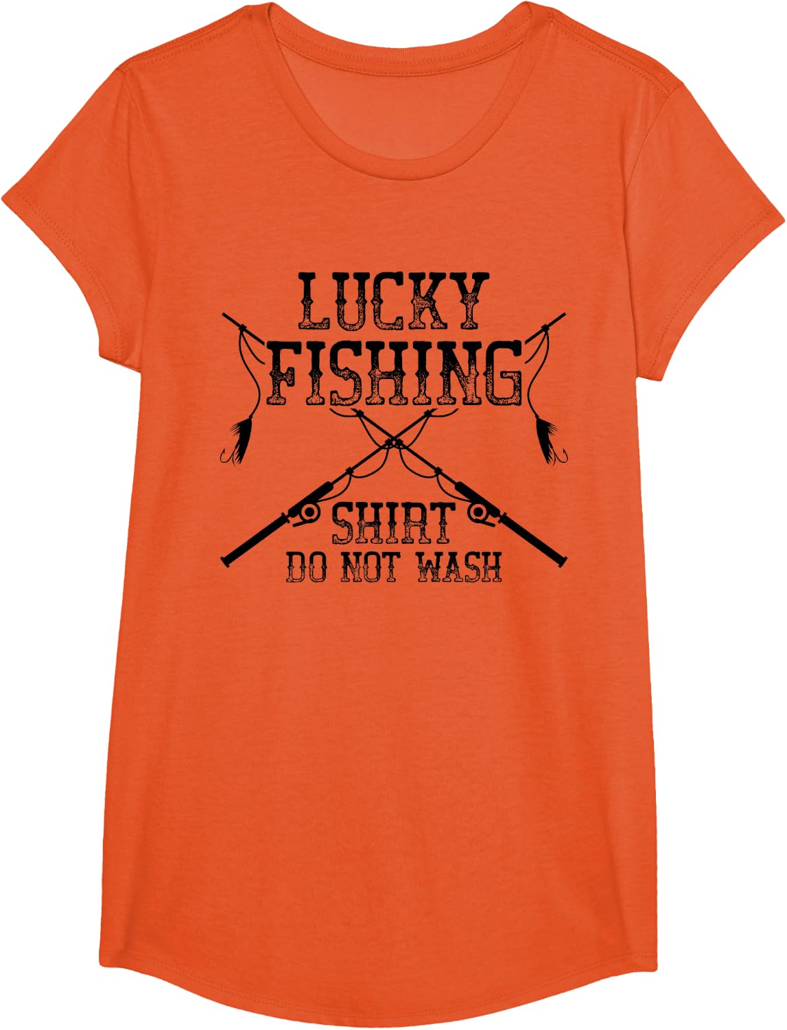 Do Not Wash Cool Fish Funny Fisherman Hobbies Lucky Fishing T-Shirt - Girls Orange