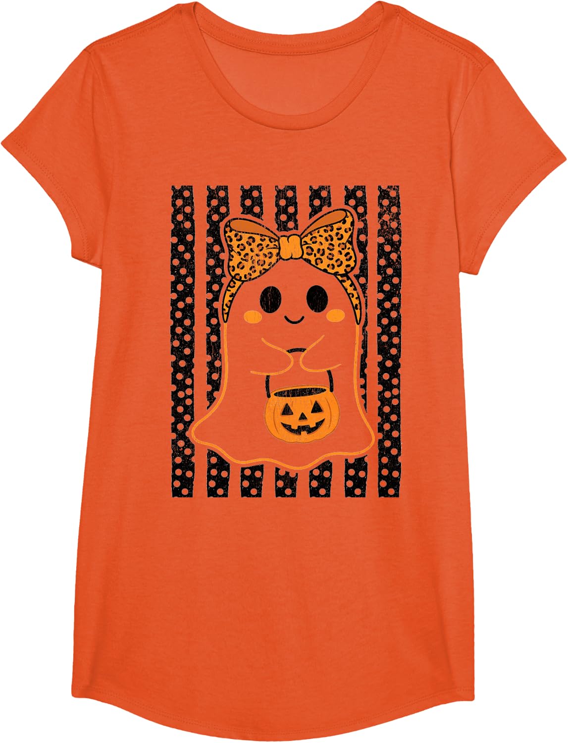 Spooky Season Halloween Vibes Boo JEE Funny Ghost T-Shirt - Girls Orange
