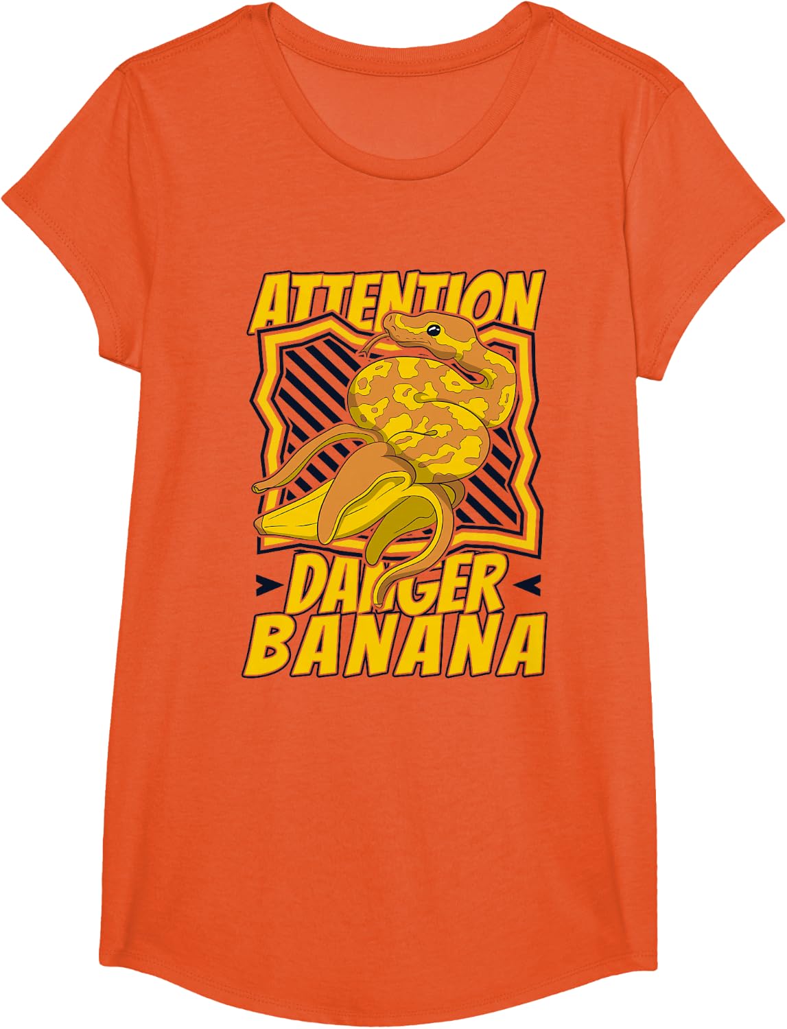 Attention Danger Banana Snake Owner Banana Ball Python T-Shirt - Girls Orange
