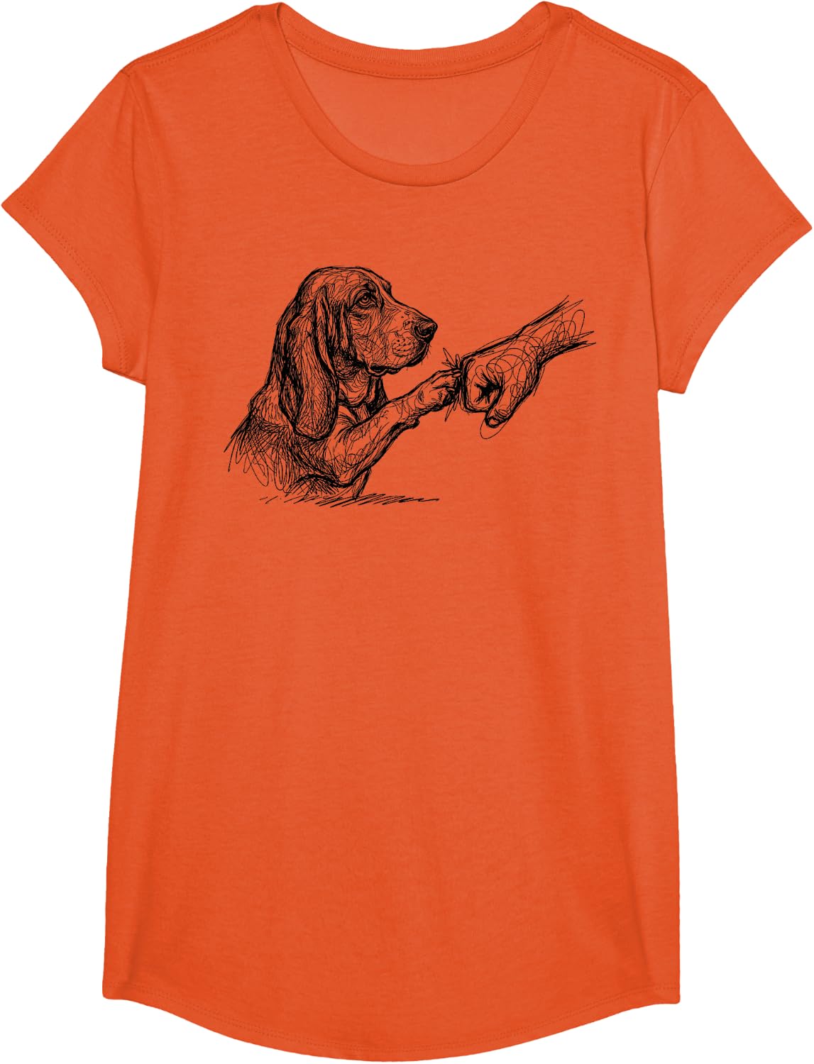 Basset Hound Fist Bump T-Shirt - Girls Orange