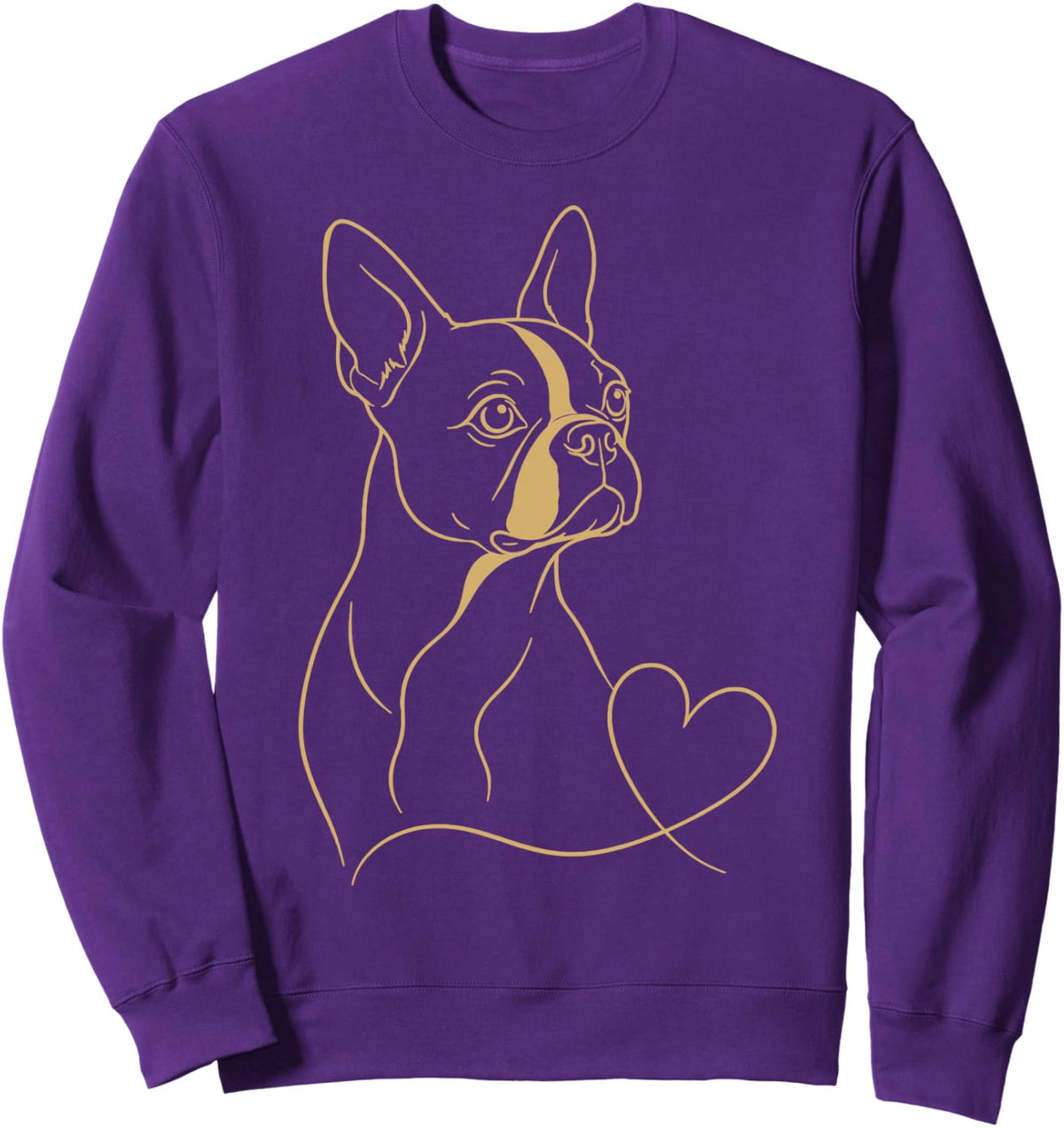 Dog Lover Boston Terrier Line Art Sweatshirt - Adult Unisex Purple