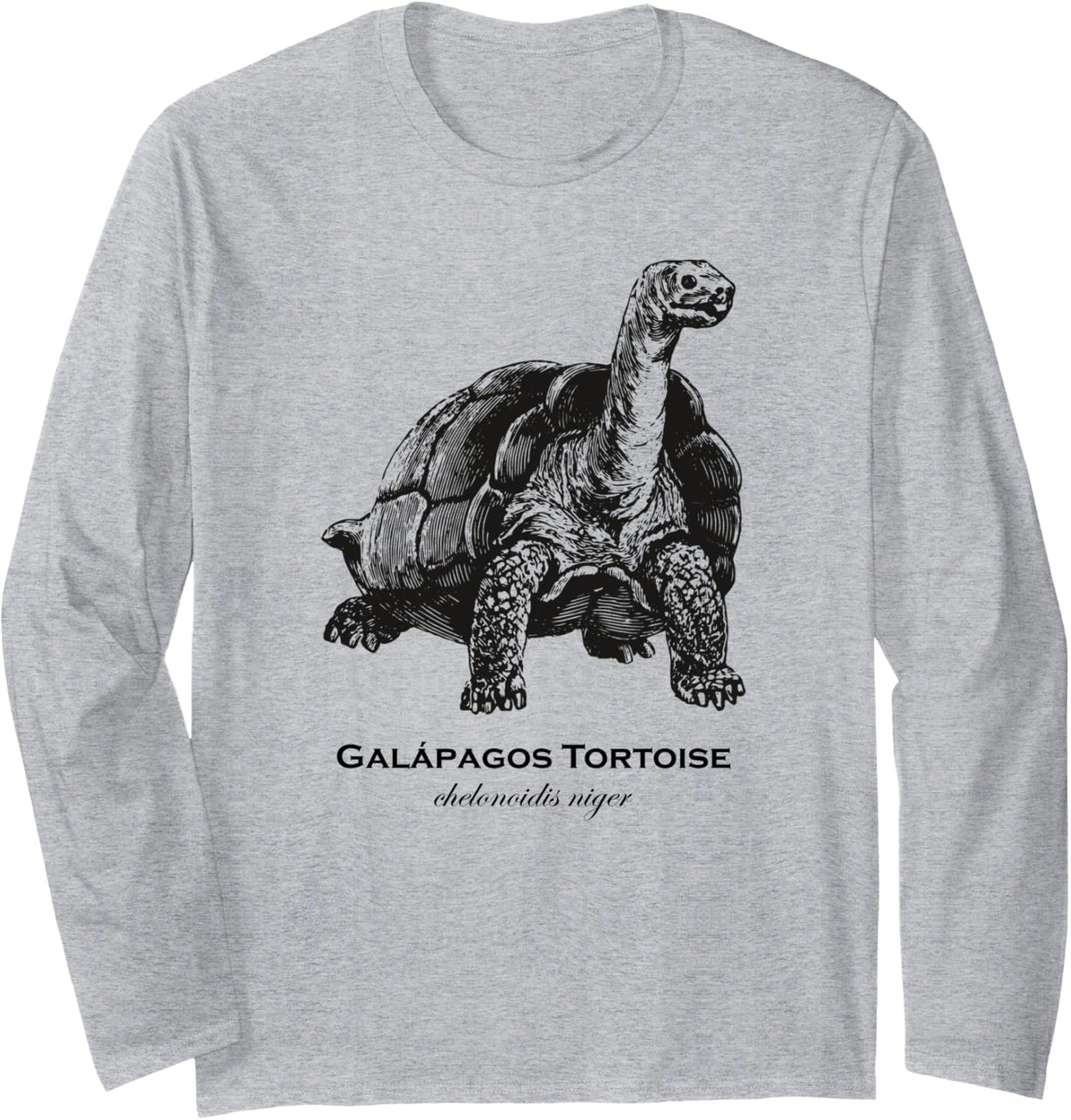 Vintage Animal Retro Wildlife Galapagos Tortoise Long Sleeve T-Shirt - Adult Unisex Heather Grey