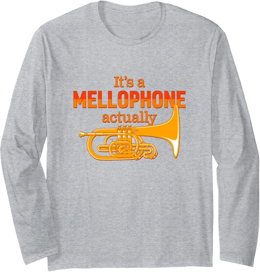 Funny Mellophone Marching Band Humor Mellophonist Pride Long Sleeve T-Shirt - Adult Unisex Heather Grey