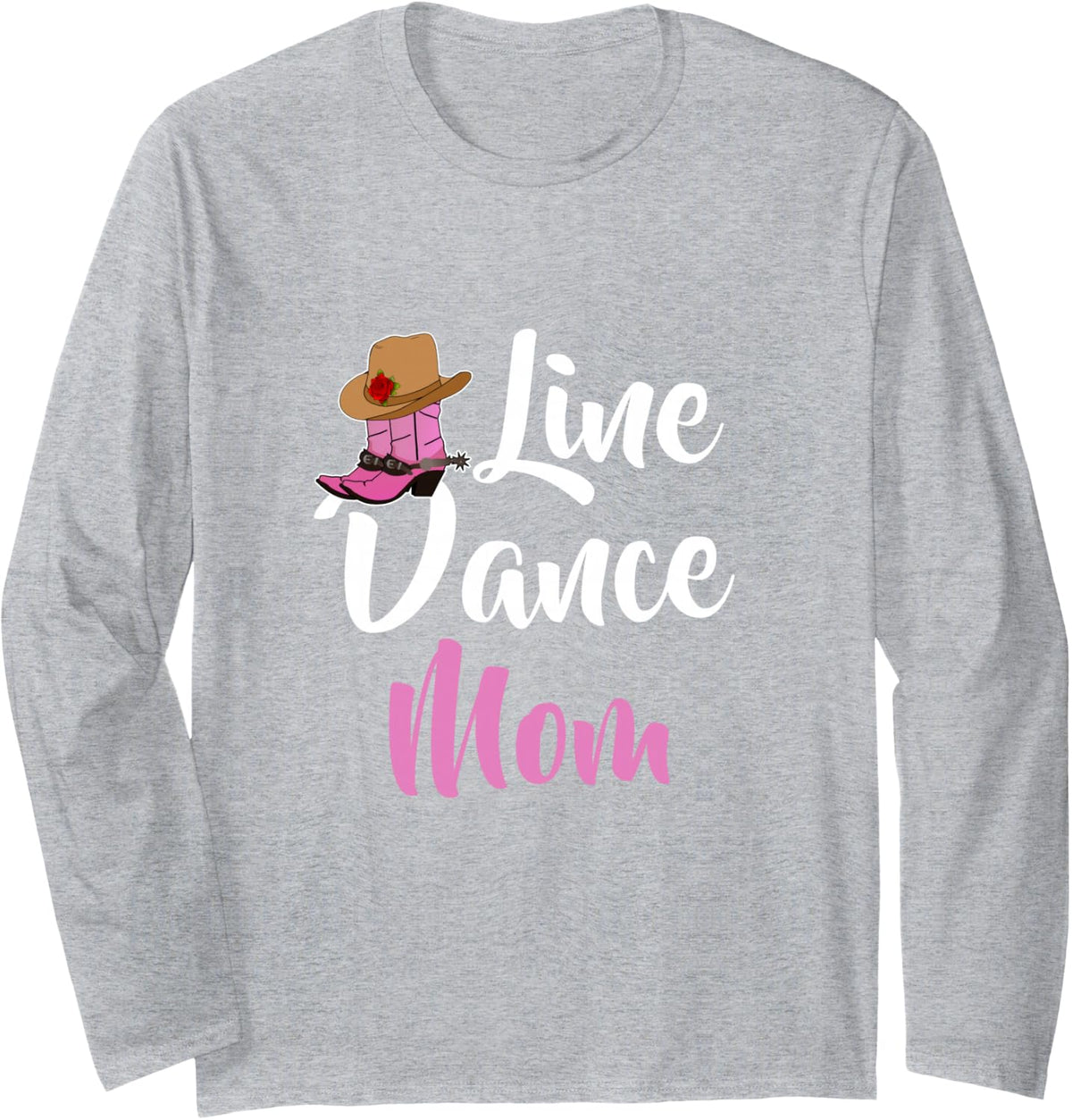 Line Dance Mom Long Sleeve T-Shirt - Adult Unisex Heather Grey