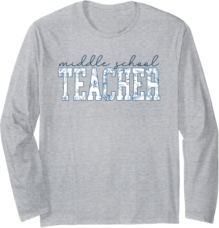 Vintage Middle School Teacher Team Back to School Women Long Sleeve T-Shirt - Adult Unisex Heather Grey