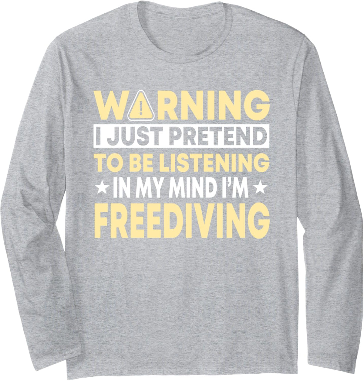 Freediving Swimmer Bather Diver Free-diving Lover Freediver Long Sleeve T-Shirt - Adult Unisex Heather Grey