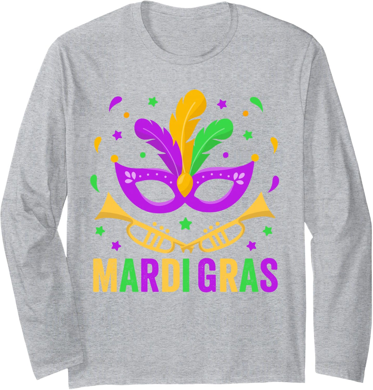 Mardi Gras 2025 Tshirts Women Mens Mardi Gras Shirt Kids Long Sleeve T-Shirt - Adult Unisex Heather Grey