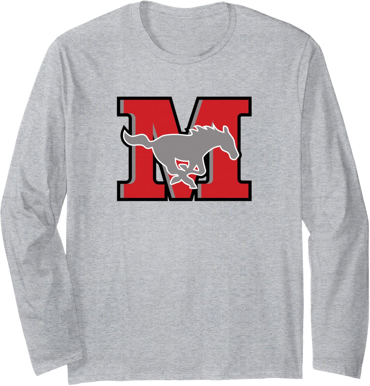 Memorial Mustangs Long Sleeve T-Shirt - Adult Unisex Heather Grey