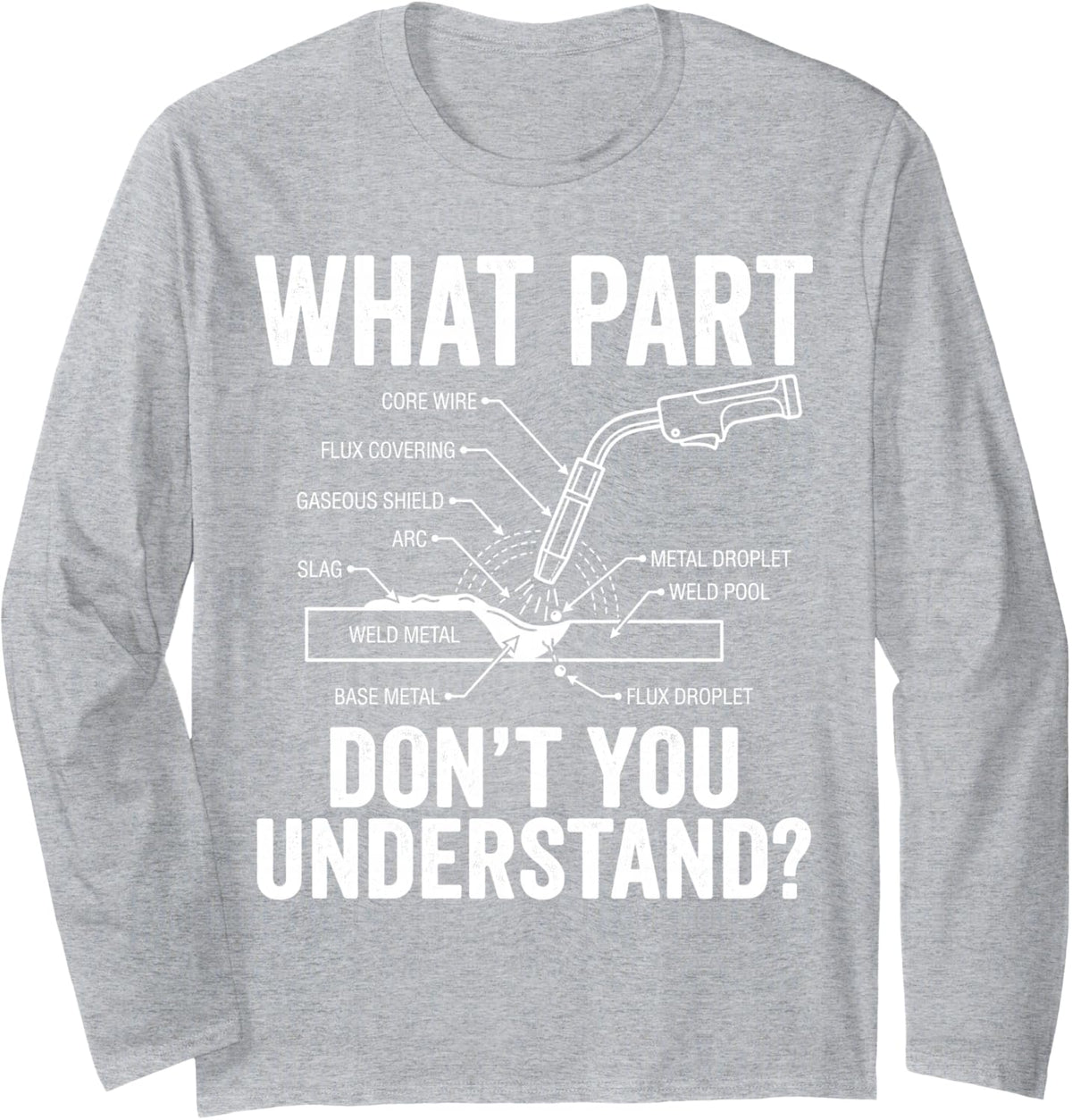What Part Don’t You Understand Funny Welder Welding Tee Long Sleeve T-Shirt - Adult Unisex Heather Grey