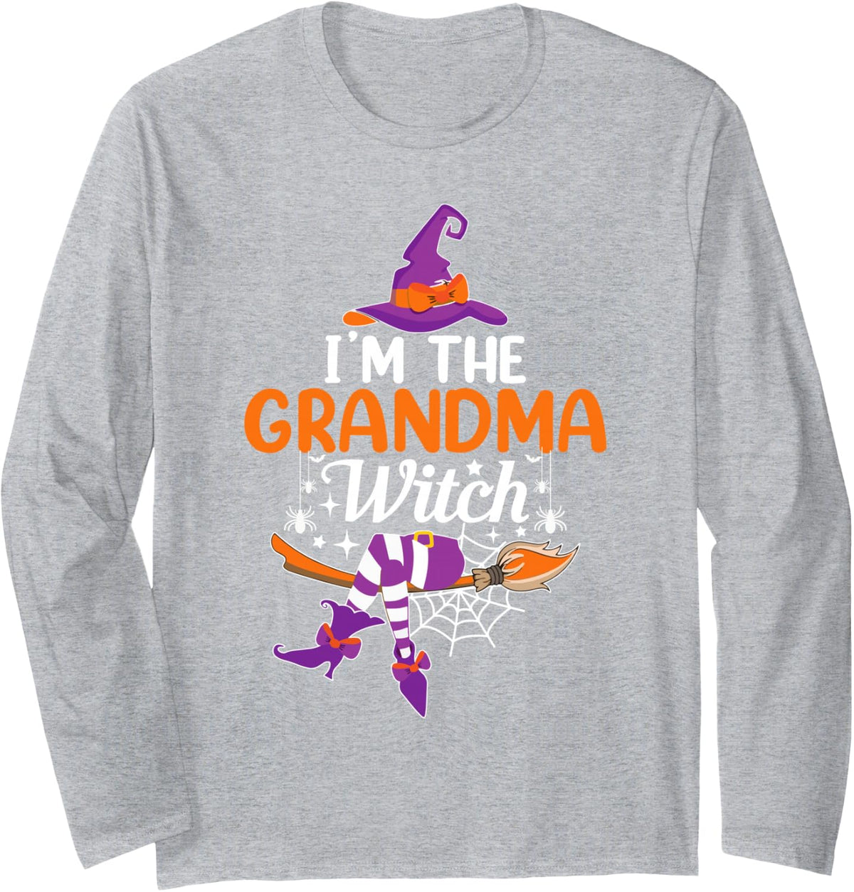 I'm The Grandma Witch Funny Halloween Family Matching Long Sleeve T-Shirt - Adult Unisex Heather Grey