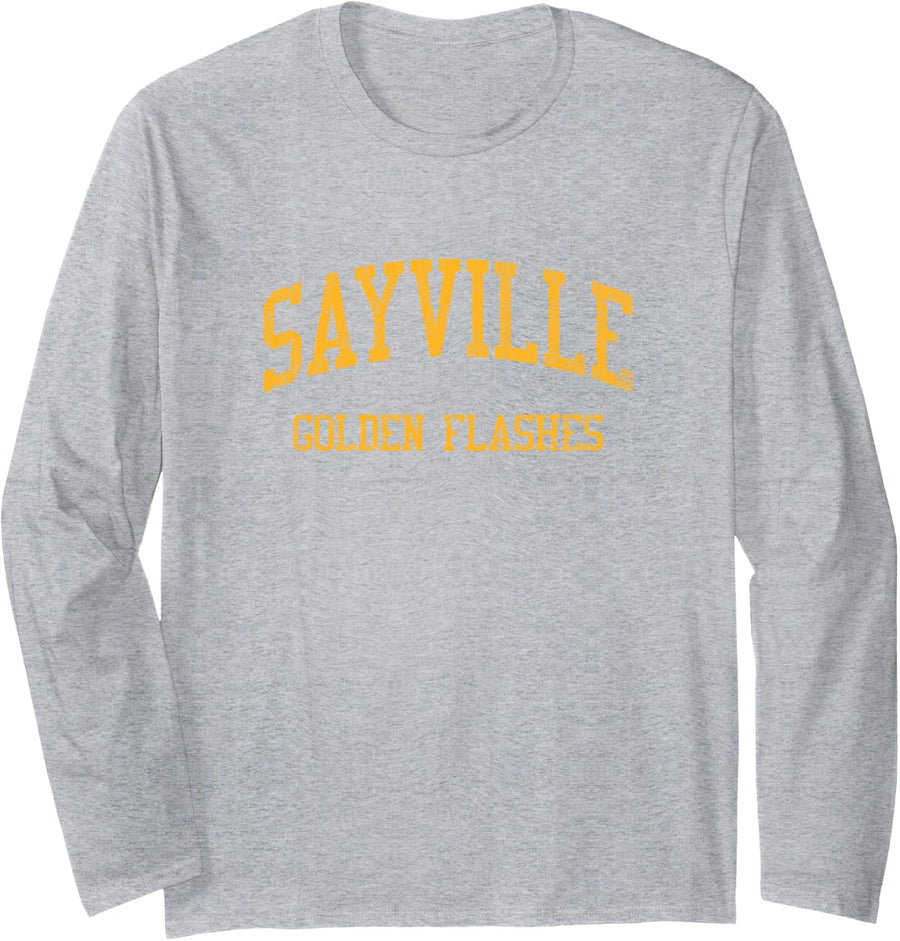Sayville High School HS West Sayville NY Vintage Sports Long Sleeve T-Shirt - Adult Unisex Heather Grey