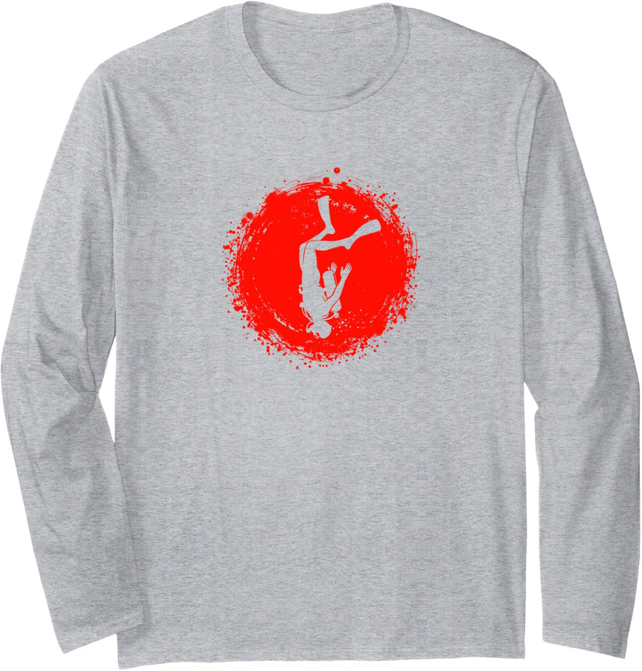 Minimalistic Scuba Diving Vintage Freediving Diver Long Sleeve T-Shirt - Adult Unisex Heather Grey