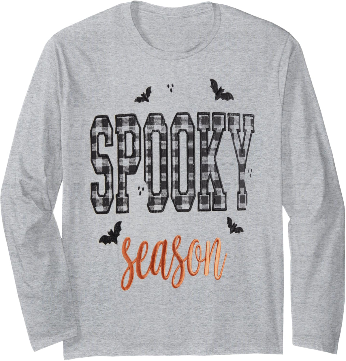 Spooky Season Halloween Vibes Scary Men Women Kids Long Sleeve T-Shirt - Adult Unisex Heather Grey