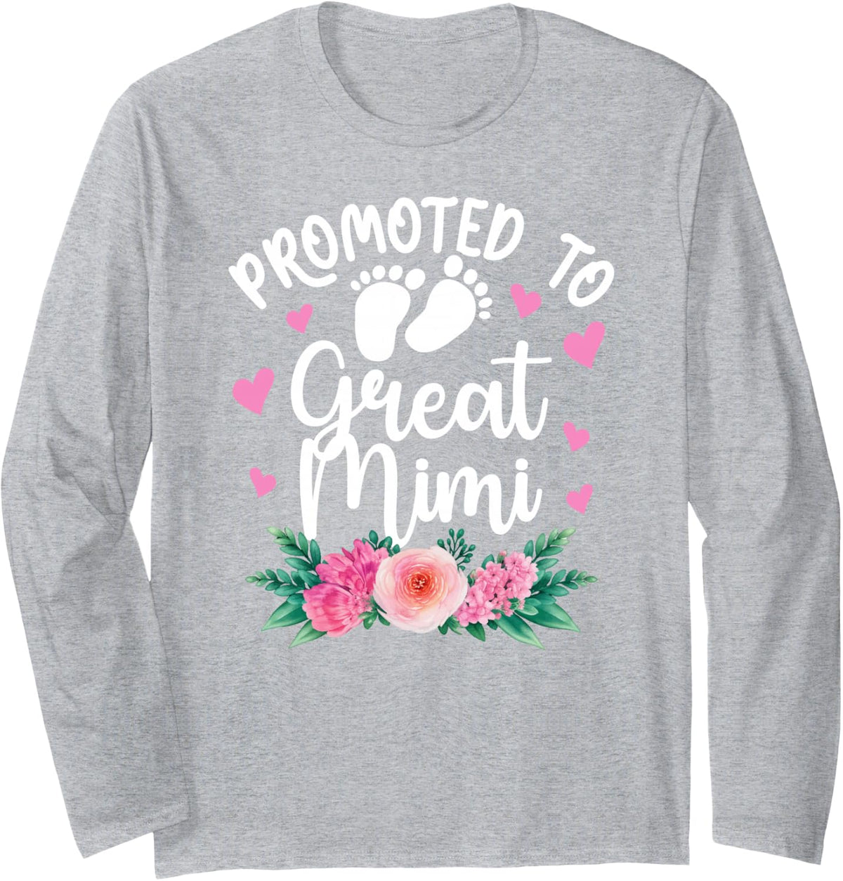 Promoted to Great Mimi Future Great Mimi to Be Long Sleeve T-Shirt - Adult Unisex Heather Grey