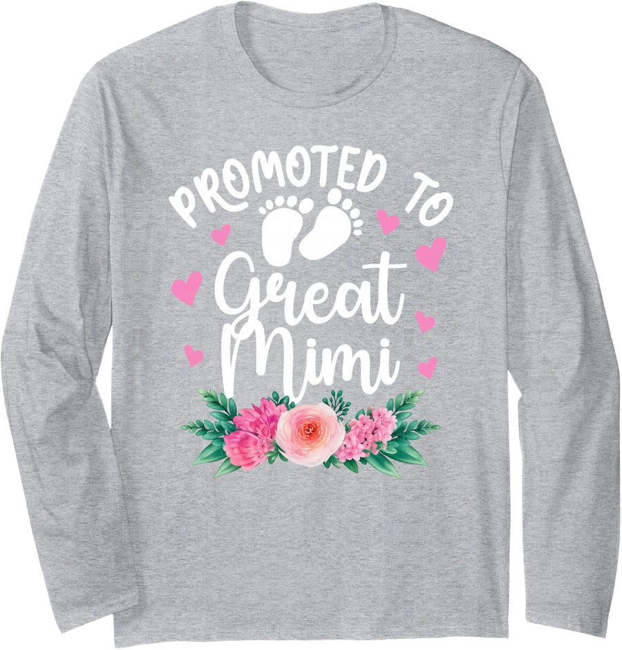 Promoted to Great Mimi Future Great Mimi to Be Long Sleeve T-Shirt - Adult Unisex Heather Grey