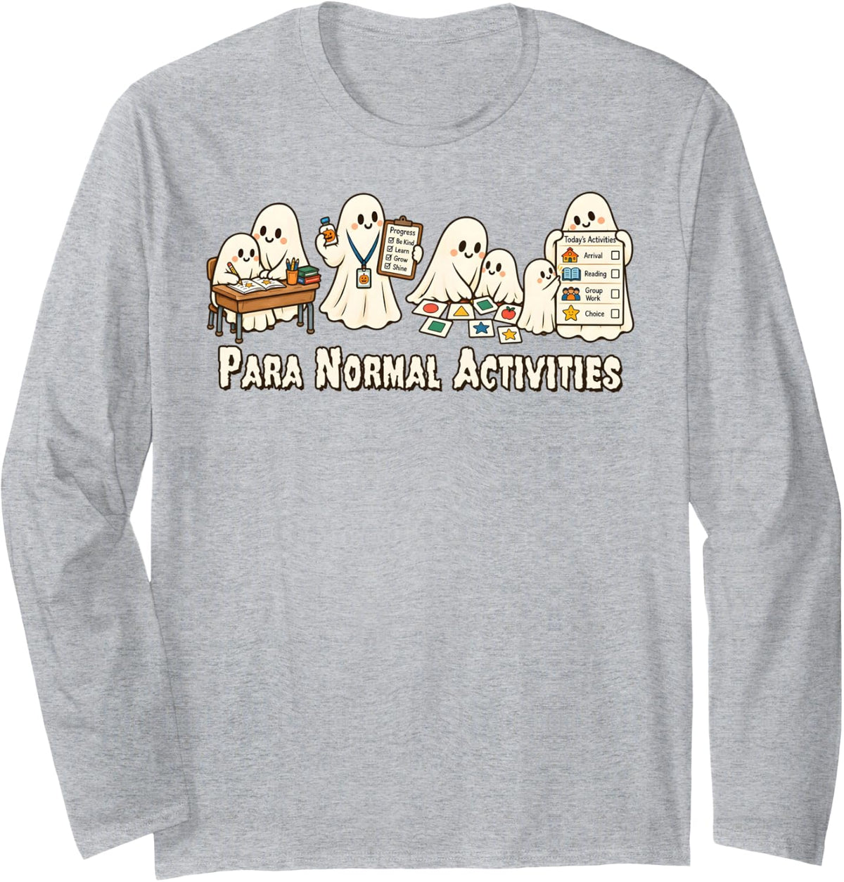 Paraprofessional Halloween Teacher para Normal Activities Long Sleeve T-Shirt - Adult Unisex Heather Grey