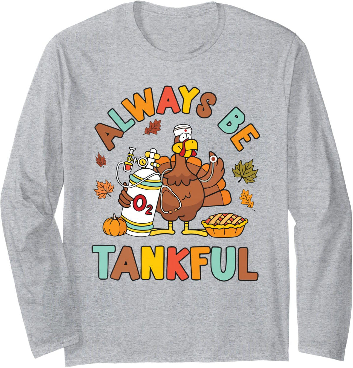 Fall Turkey Long Sleeve T-Shirt - Adult Unisex Heather Grey