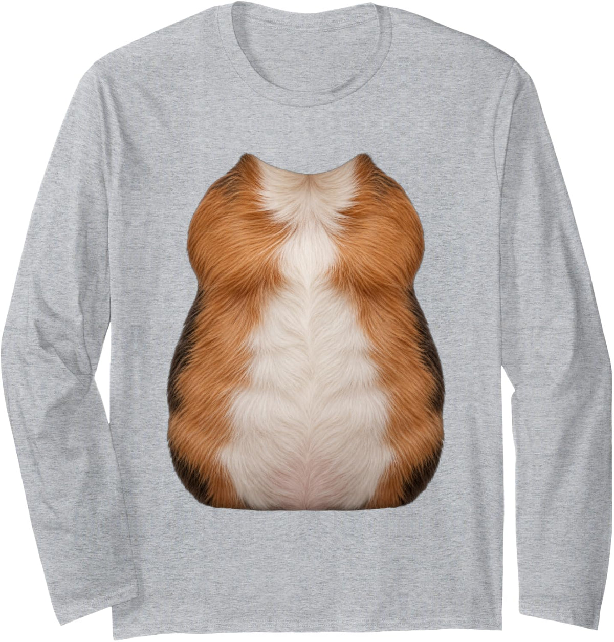 Guinea Pig Belly Costume Realistic Furry Guinea Pig Body Long Sleeve T-Shirt - Adult Unisex Heather Grey