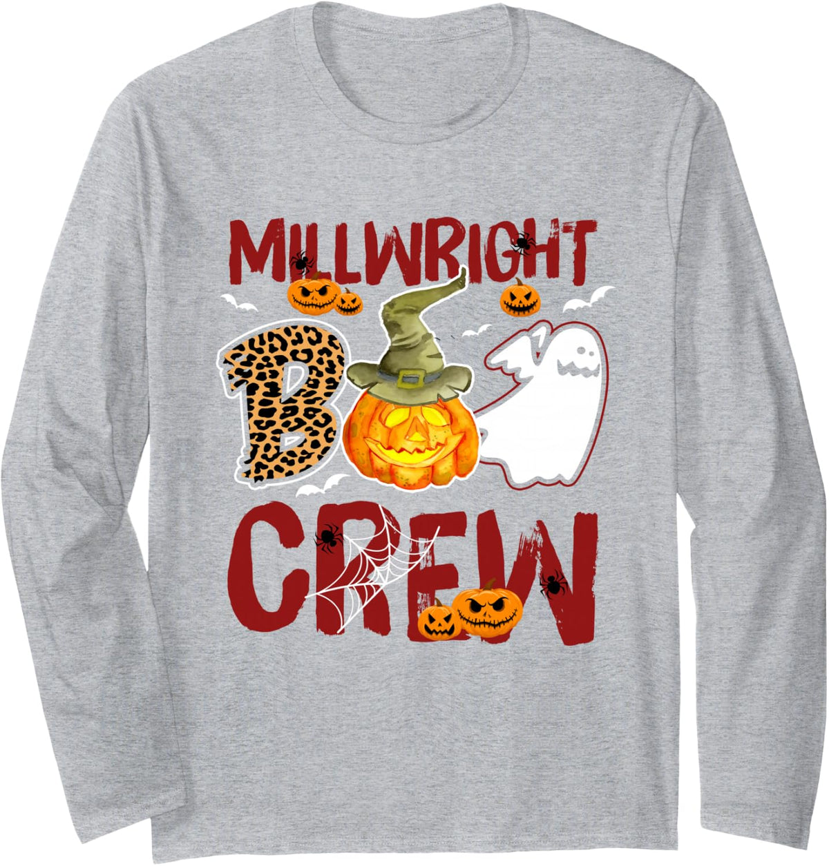 Millwright Boo Crew Halloween Industrial Mechanic Match Long Sleeve T-Shirt - Adult Unisex Heather Grey