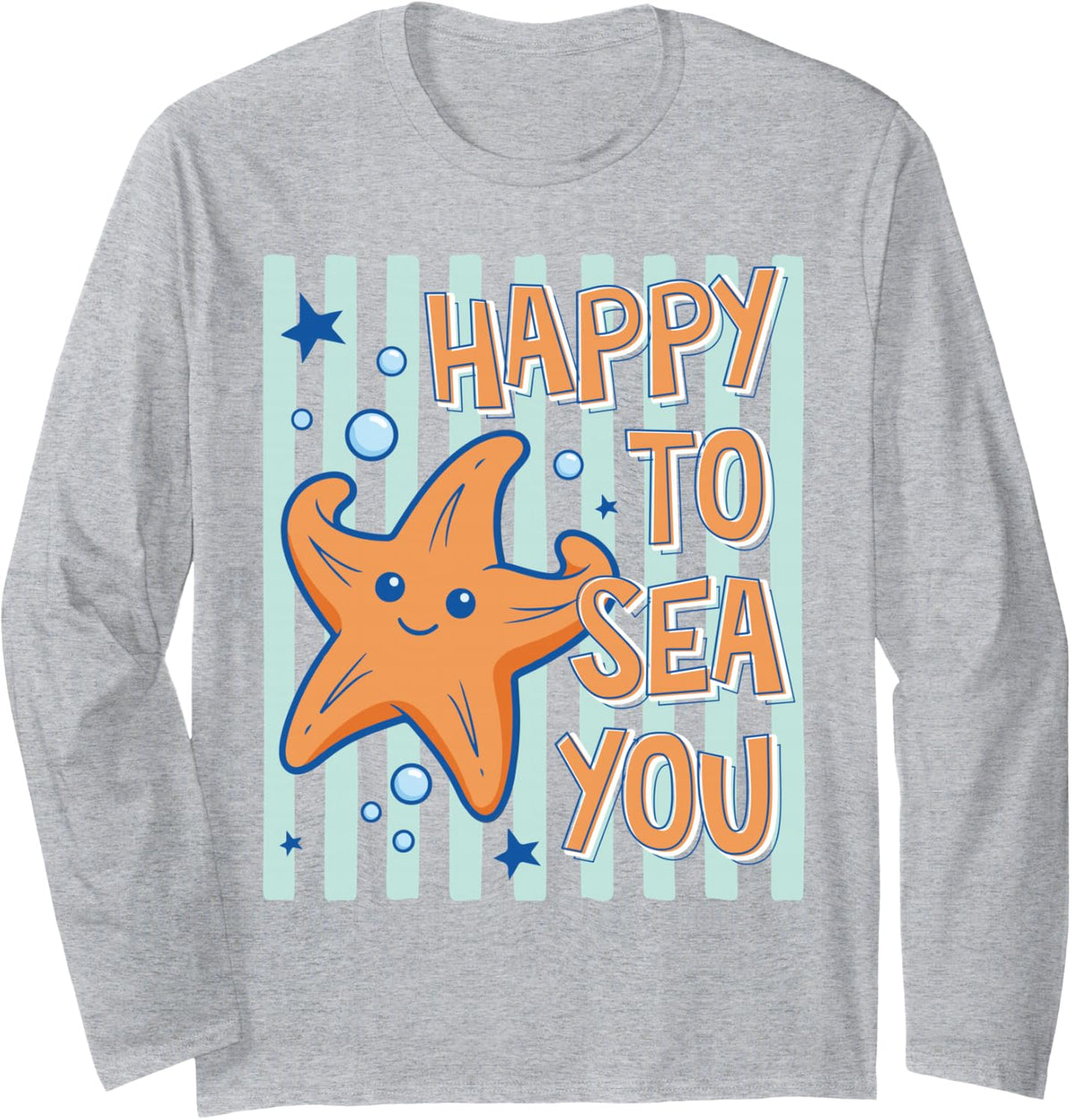Happy to Sea You Teacher Sea Animals Back to School Long Sleeve T-Shirt - Adult Unisex Heather Grey